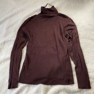 Anne Klein Womens Vintage Deep Purple 100% Silk Deadstock Turtleneck NWT Large